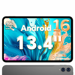 TECLAST T65 Tablet 13,4 Zoll Android 16 Tablets 120Hz Display, 4G LTE Dual SIM, 2.2GHz Gaming, 20GB RAM+128GB ROM(4TB TF), GPS, Widevine L1, Tabletpc mit USBC Anschluss für Streaming, Filme Angebot bei HelloDeals