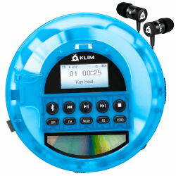 KLIM Nomad Transparent Blau - tragbarer CD-Player Walkman mit ausdauerndem Akku - inklusive Kopfhörer - MP3 Player - TF-Karte, FM Radio, Bluetooth, AUX - ideal für Zuhause und Auto Transparentes Blau Angebot bei HelloDeals