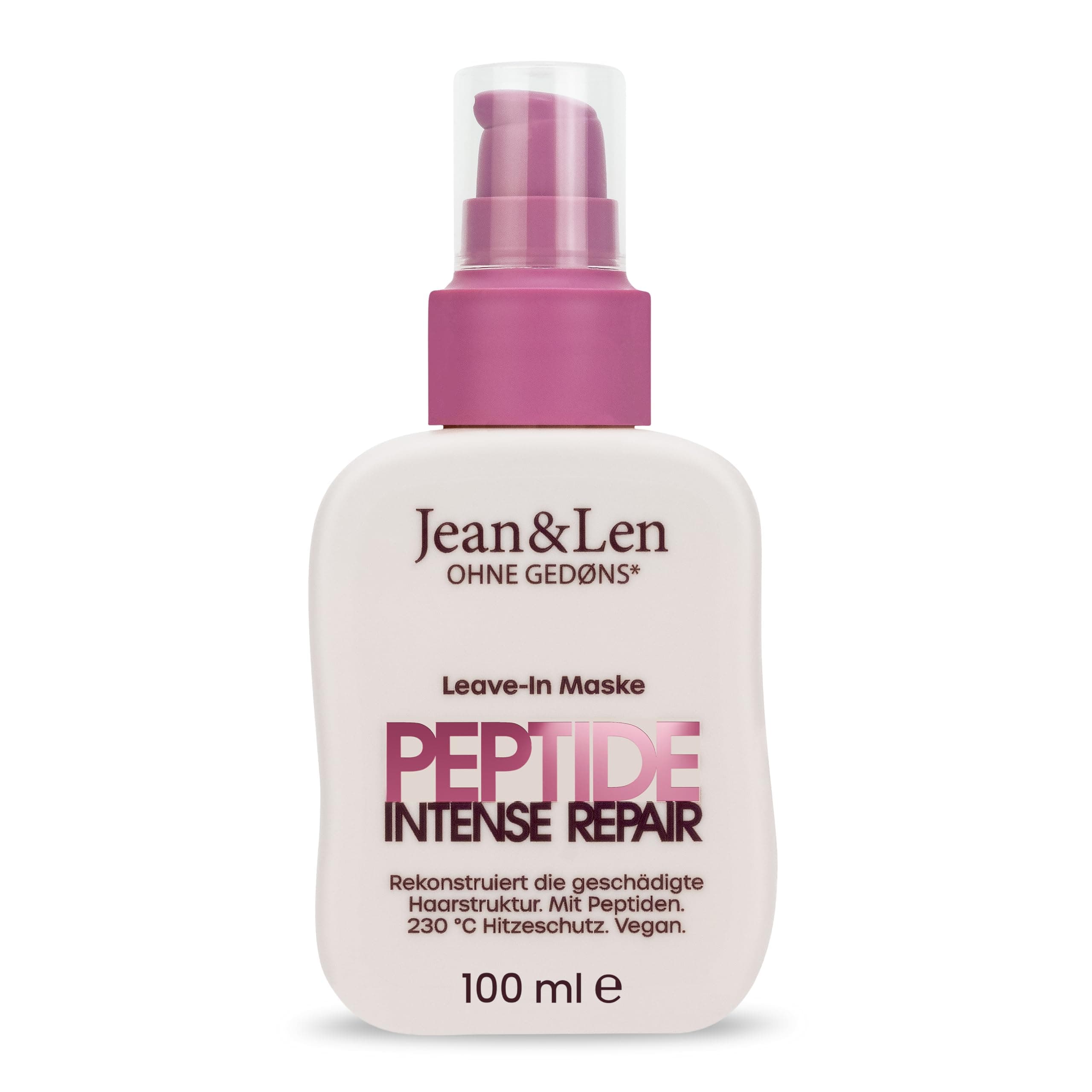 Jean & Len Leave-In Haarmaske Peptide Bond Repair, für strapaziertes & geschädigtes Haar, rekonstruiert & repariert Haarschäden, glättet Haarstruktur, Hitzeschutz bis 230 °C, Haarpflege vegan, 100 ml 100 ml (1er Pack) Angebot bei HelloDeals