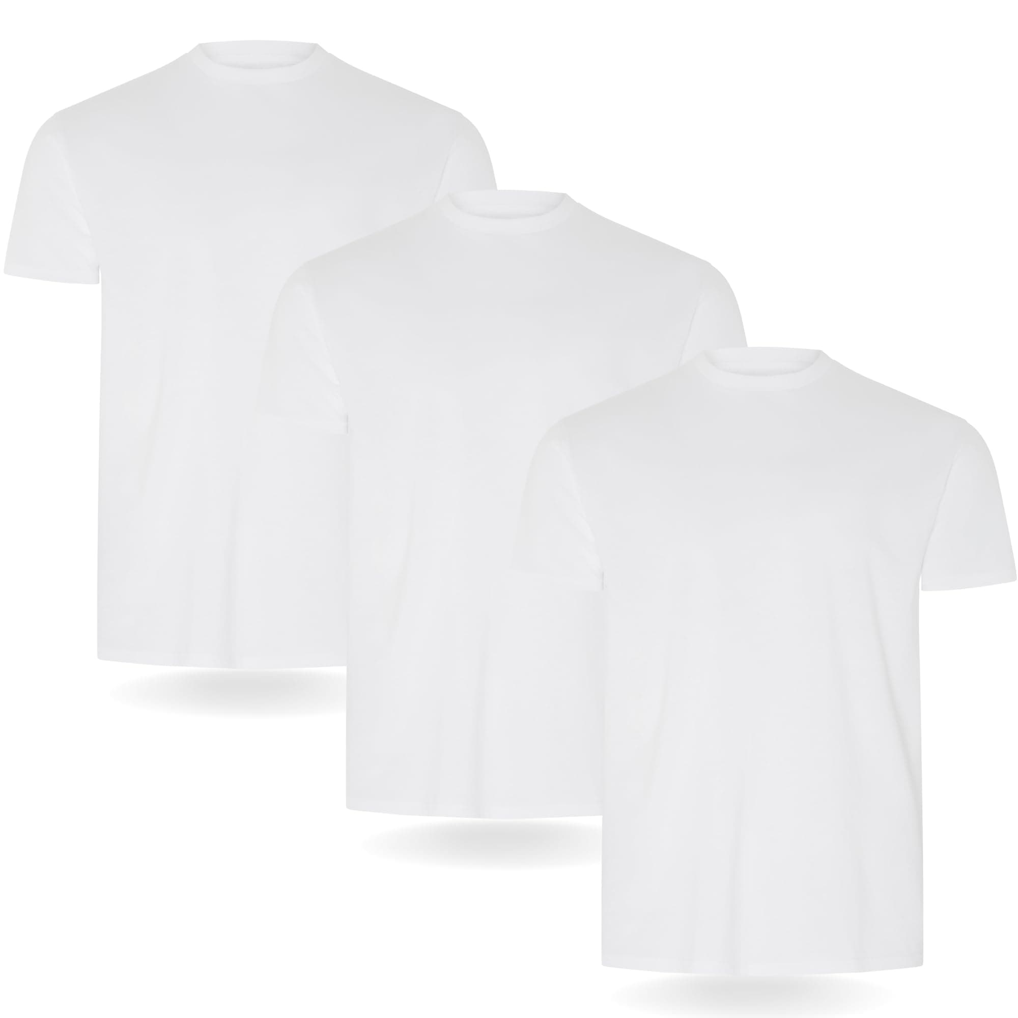 FM London Herren-T-Shirt 3/5er-Pack - Hochwertige T-Shirts mit leicht tailliertem Design L Weiß (3er-pack) Angebot bei HelloDeals