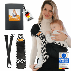 GUBBY GUPS® Ergonomische praktische Babytrage V3.0 für schnelle Einsätze - Tragetuch Baby neugeboren Baby Tragegurt Kleinkind bis 15 KG, Hüftsitz Baby Trage Tragesystem V3.0 Schwarz Angebot bei HelloDeals