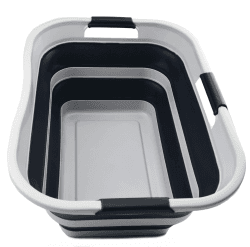 SAMMART Faltbarer Kunststoff-Wäschekorb, 29 l, zusammenklappbarer Aufbewahrungsbehälter, Organizer, tragbare Waschwanne, platzsparender Wäschekorb, Wasserkapazität: 24 l (1, Grau/Schiefergrau) 1 Grau/Schiefergrau Angebot bei HelloDeals