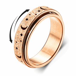 Diamday Anti-Angst Spinner Ringe Fidget Band für Damen Herren - Edelstahl Roller Ringe mit Stresslinderung und Mondstern Sand Blast Finish Roségold 9-60 (59.5mm） Angebot bei HelloDeals