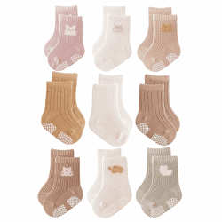 J Poqobog Rutschfeste Socken für Baby Mädchen Jungen 9 Paar Kinder Anti Rutsch abs Socken Sportsocken Stoppersocken 12-24 Monate Mädchen-9Paar Angebot bei HelloDeals