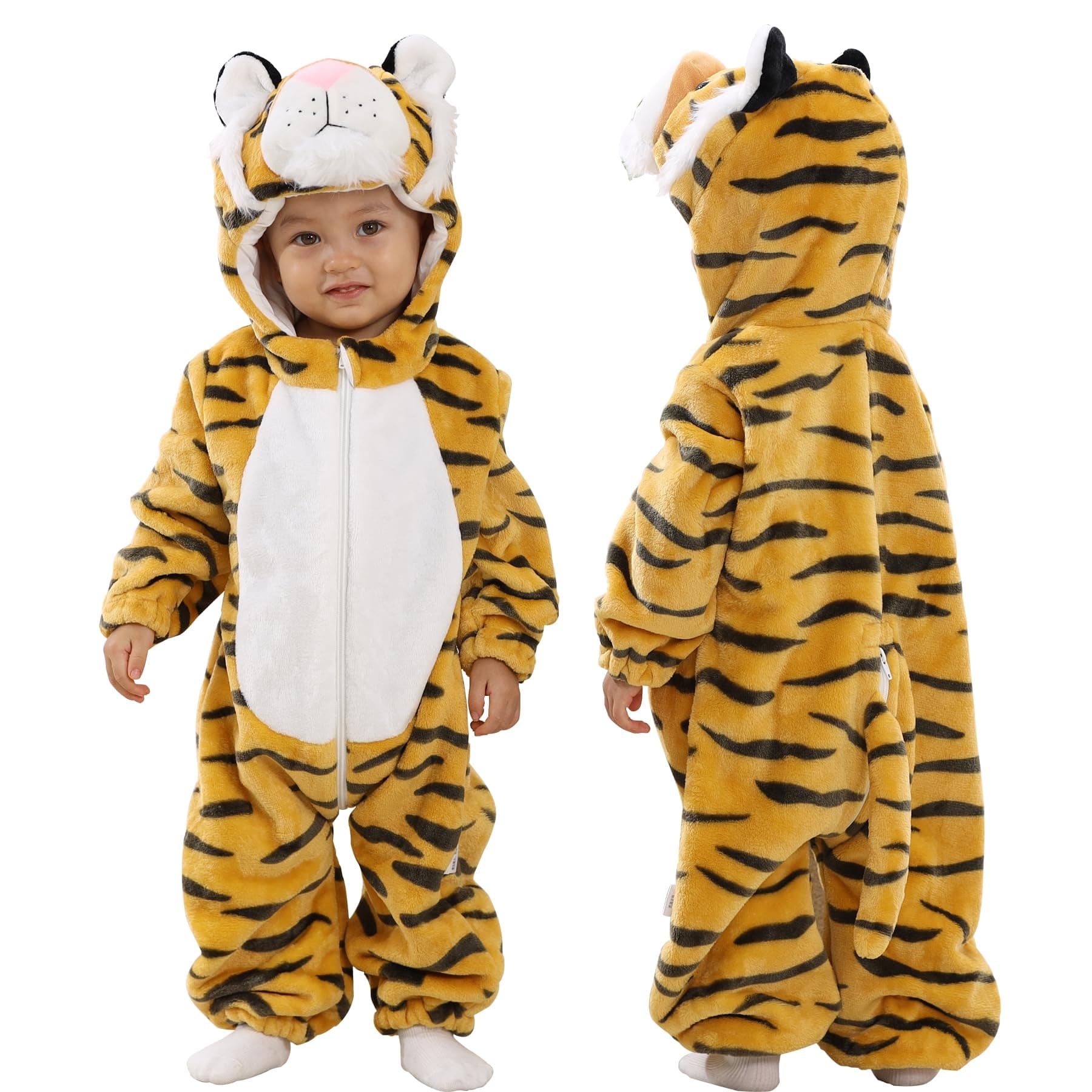 Doladola Baby Strampler mit Kapuze Unisex baby onesie Cartoon Tier Overall Schlafanzüge 2-3 Jahre Tiger Angebot bei HelloDeals