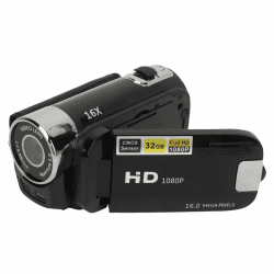 Videokamera-Camcorder, 1080P 16 MP Digitalkamera-Recorder, 2,4 Zoll Drehbarer Bildschirm, 16-facher Digitalzoom-Camcorder-Kamera mit Fülllicht (Black) Angebot bei HelloDeals
