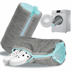 Schuhwaschbeutel Waschmaschine Schuhe Waschbeutel Sneaker, Schuhe Für Waschmaschine Wiederverwendbarer Waschbeutel Mit Reißverschluss Wäschesack Netzschuhe Wäschesack für Sne (Grau 2PCS) Angebot bei HelloDeals