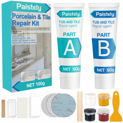 Fliesen Reparaturset, Badewannen Reparaturset Weiß, Löchern, Rissen an Fliesen, Waschbecken und Badewannen mit 4 Grundfarben, Heißwasserbeständig & Dauerhaft 4 Color Match-NEW Angebot bei HelloDeals