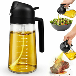 MRUN BONE 2 in 1 Ölsprüher für Speiseöl, Sprühflasche Öl, 470ML Cooking Oil Sprayer, Ölausgießer für Heißluftfritteuse, Sprühöl, Zum Kochen,Grillen,Küche, Heißluftfritteuse Klar Angebot bei HelloDeals