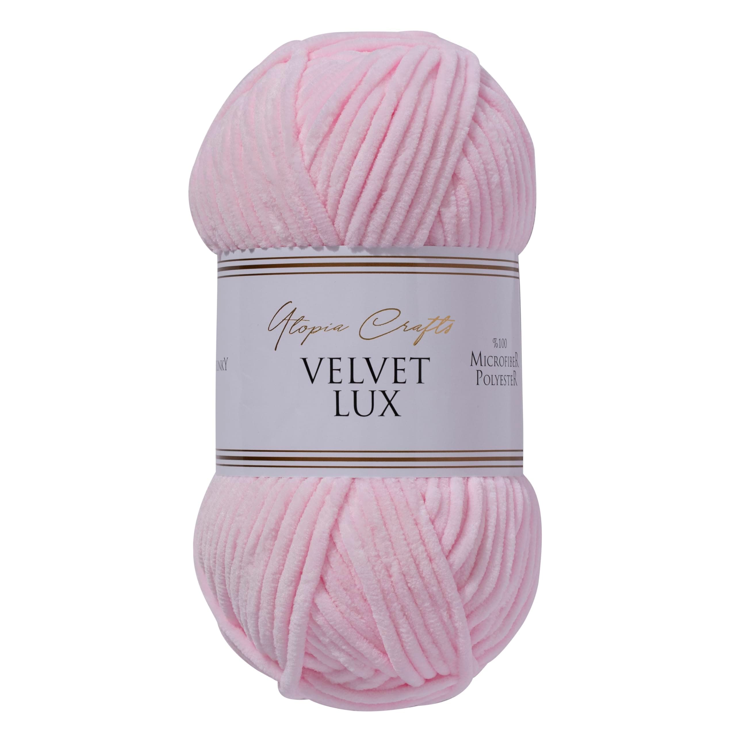 Utopia Crafts Velvet Lux Chenille-Garn, superweich, grob, zum Stricken und Häkeln, 100 g – 110 m, Rosa Schwan Pink Swan Angebot bei HelloDeals