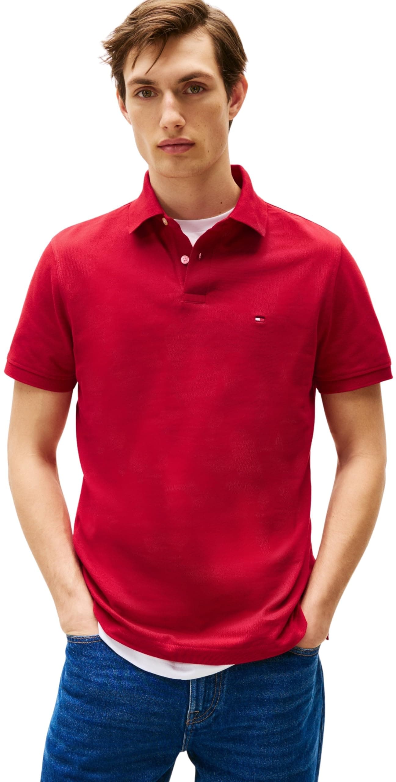 Tommy Hilfiger Herren Poloshirt Kurzarm 1985 Regular Fit L Red (Medium Red) Angebot bei HelloDeals