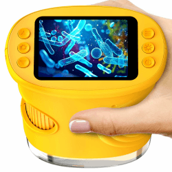 Mikroskop für Kinder, 1080P HD 2.0" Bildschirm Taschenmikroskop, Ashfly Handy Digital Microscope LED Lights -Anschluss an PC, Mini-Mikroskop draussen Geschenke für 4-12 Jährige Orange Angebot bei HelloDeals