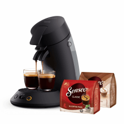 Philips SENSEO Original Plus – Kaffeestärkewahl, Coffee Boost, 2-Tassenfunktion, 0,7L Wassertank, samtige Crema, inklusive 2 Packungen Pads (CSA210/69) Compact, 5 cups Schwarz + 2 Padpacks Angebot bei HelloDeals