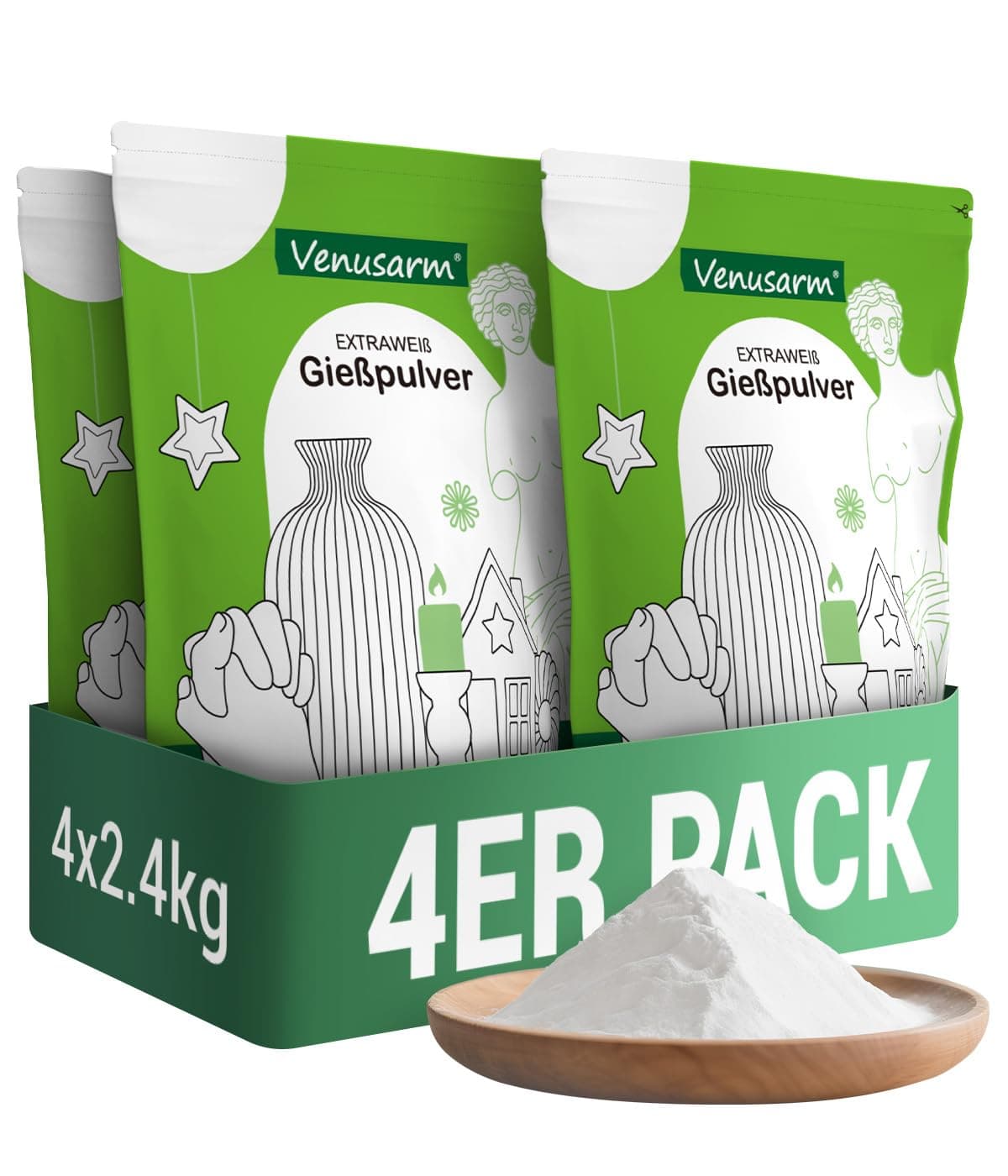 Venusarm Gießpulver Weiß 9,6kg, Gießpulver wie Neuschnee, Gießmasse wie Spiegel Glatter, Beruhigende Härte Gips zum Gießen für Detailgetreue Reliefs Kunsthandwerk Ornamente Gipsformen DIY 9.6KG Angebot bei HelloDeals
