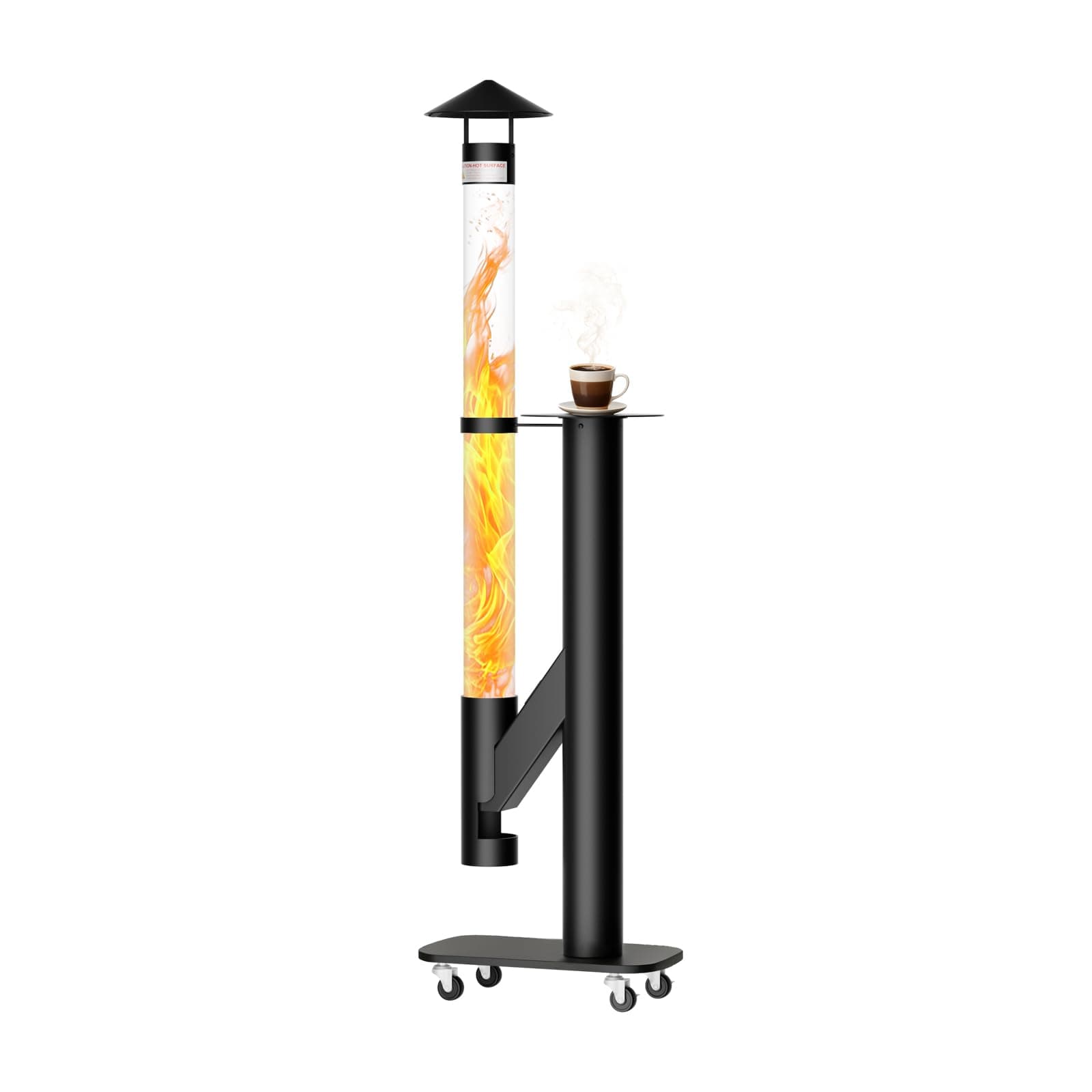 Tragbare Feuerrohr mit Rädern – Edelstahl Outdoor Feuersäule und Pelletfackel Terrassenheizer mit Stabiler Basis - Elegante Gartenkamin Alternative für Terrasse und Garten 48L x 28W x 181H cm Schwarz - Pellet Angebot bei HelloDeals