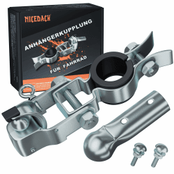 NICEDACK Anhängerkupplung für Fahrrad, Kupplung Lastenanhänger, Verzinkter Stahl Fahrradanhänger Kupplung Kompatibel mit allen gängigen Fahrradsattelstützen, Fahrrad Anhängerkupplungs Silbergrau Angebot bei HelloDeals