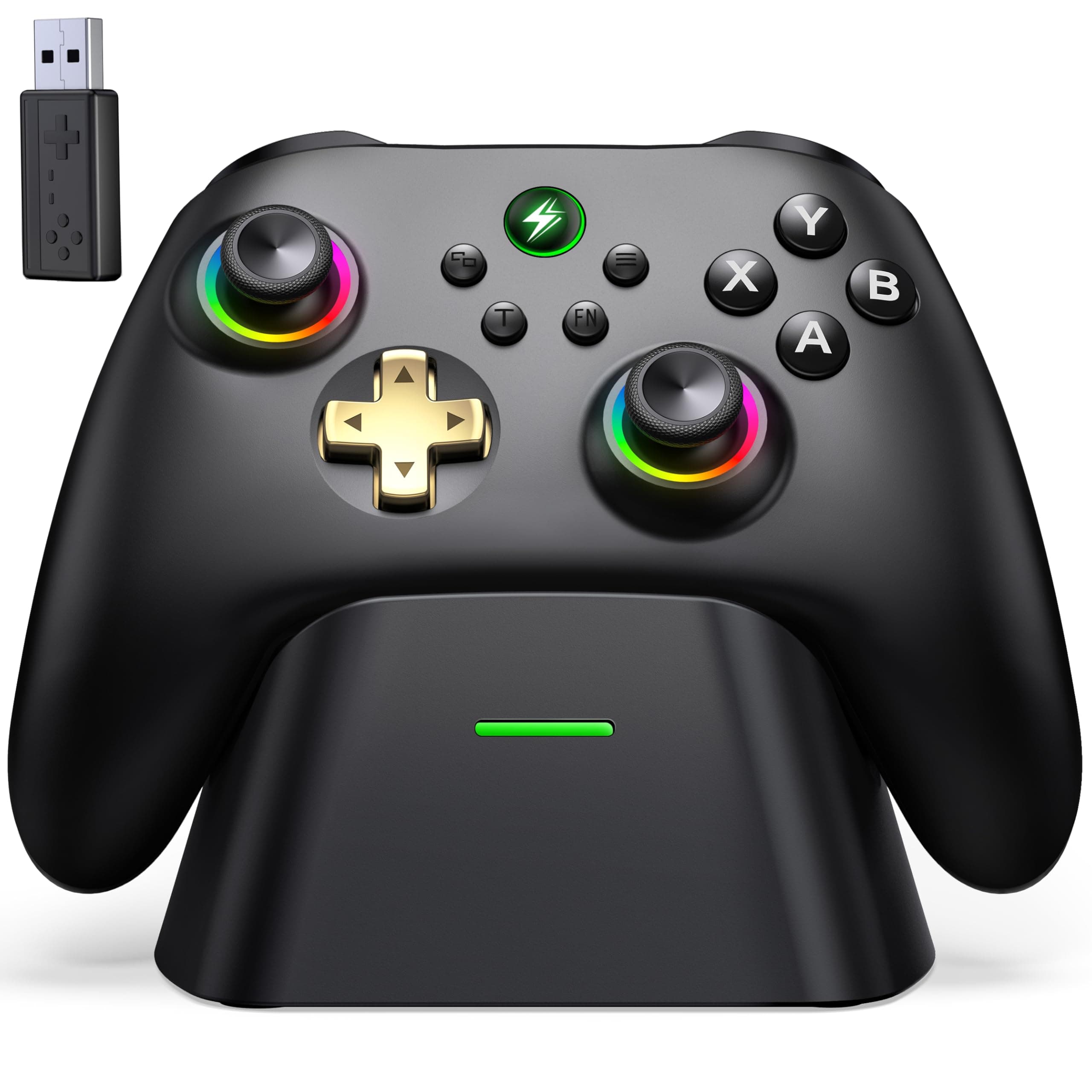 HELLCOOL Controller PC, 2.4GHz Wireless PC Controller mit Ladestation/Hall Joysticks&Trigger/Cooles RGB Licht/1000mAh Akku, Gaming Controller Kompatibel mit PC/Switch 2/Switch/Android/IOS/Handy/Tablet PC300 Angebot bei HelloDeals
