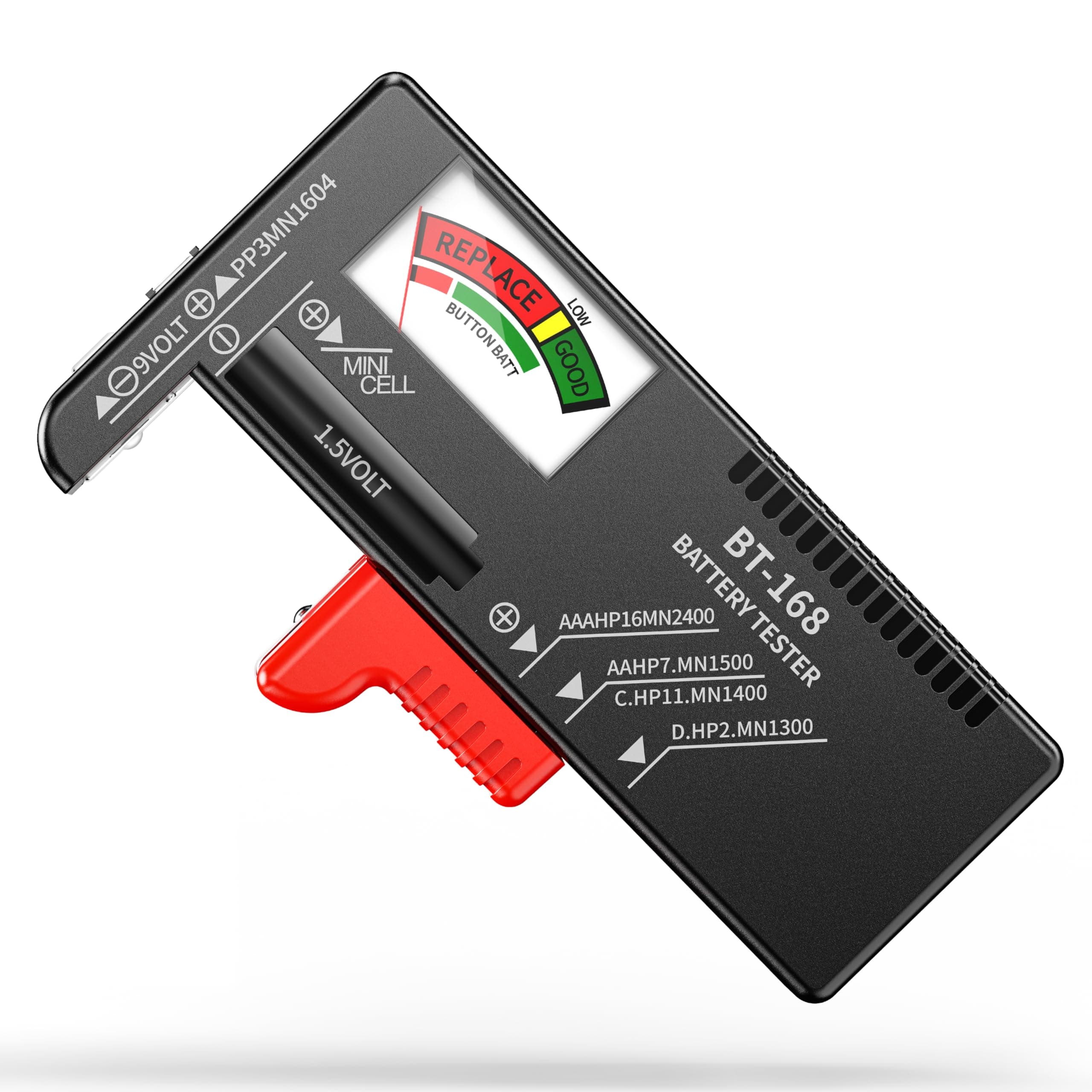 Dlyfull Batterietester – Batterie Tester für AA, AAA, C, D, 9V & 1.5V Knopfzellen – Akku Tester & Batterieprüfgerät ohne Strom – Präzises Batterie Messgerät für Haushalt & Profi (BT-168) Angebot bei HelloDeals
