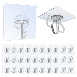 Haken Selbstklebend, 30 Stück Klebehaken Transparent Ohne Bohren (max 10 kg) Nahtloser Wasserdicht und Ölfest Mehrzweck Klebe Haken, Wandhaken Selbstklebend für Küche Bad Transparent 30 Stücke Angebot bei HelloDeals