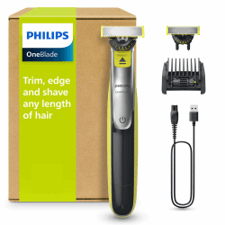 PHILIPS OneBlade 360 Face - elektrischer Rasierer & Trimmer, 2x 360 Klingen, verstellbarer 5-in-1-Trimmaufsatz, Nass- & Trockenrasur, Akku-USB, fürs Gesicht (QP2734/30) Angebot bei HelloDeals