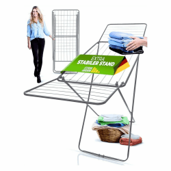 STAHLMANN ® Wäscheständer [18 m Trockenfläche] - Wäscheständer Silber platzsparend mit rutschfesten Füßen - Klappbarer Flügelwäscheständer -Wäschetrockner Angebot bei HelloDeals