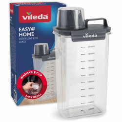 Vileda Waschmittelbox 2300ml grau - Praktische Aufbewahrungsbox für Waschpulver & Flüssigwaschmittel - Inklusive Messbecher für präzises Dosieren - Luftdichte & Platzsparende Waschpulverbox Angebot bei HelloDeals