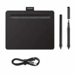 Wacom Intuos Small Zeichentablett - Tablet zum Zeichnen & zur Fotobearbeitung mit druckempfindlichem Stift schwarz - Ideal für Home-Office & E-Learning Schwarz Small Kabel Tablett Angebot bei HelloDeals