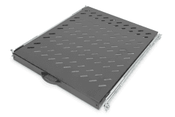 DIGITUS Ausziehbarer Fachboden – 19-Zoll – 1HE – Befestigung Vorne und Hinten – Traglast 25 kg – Für Netzwerk- und Serverschränke – Ab 800 mm Schranktiefe – Schwarz 568 mm Tiefe Schwarz Angebot bei HelloDeals