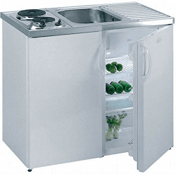 Lüllmann Pantryküche Küchenzeile Singleküche mit Kühlschrank und 2 Sterne Gefrierfach Spülbecken rechts, 860 x 1000 x 600 mm, Weiß 731260 Angebot bei HelloDeals