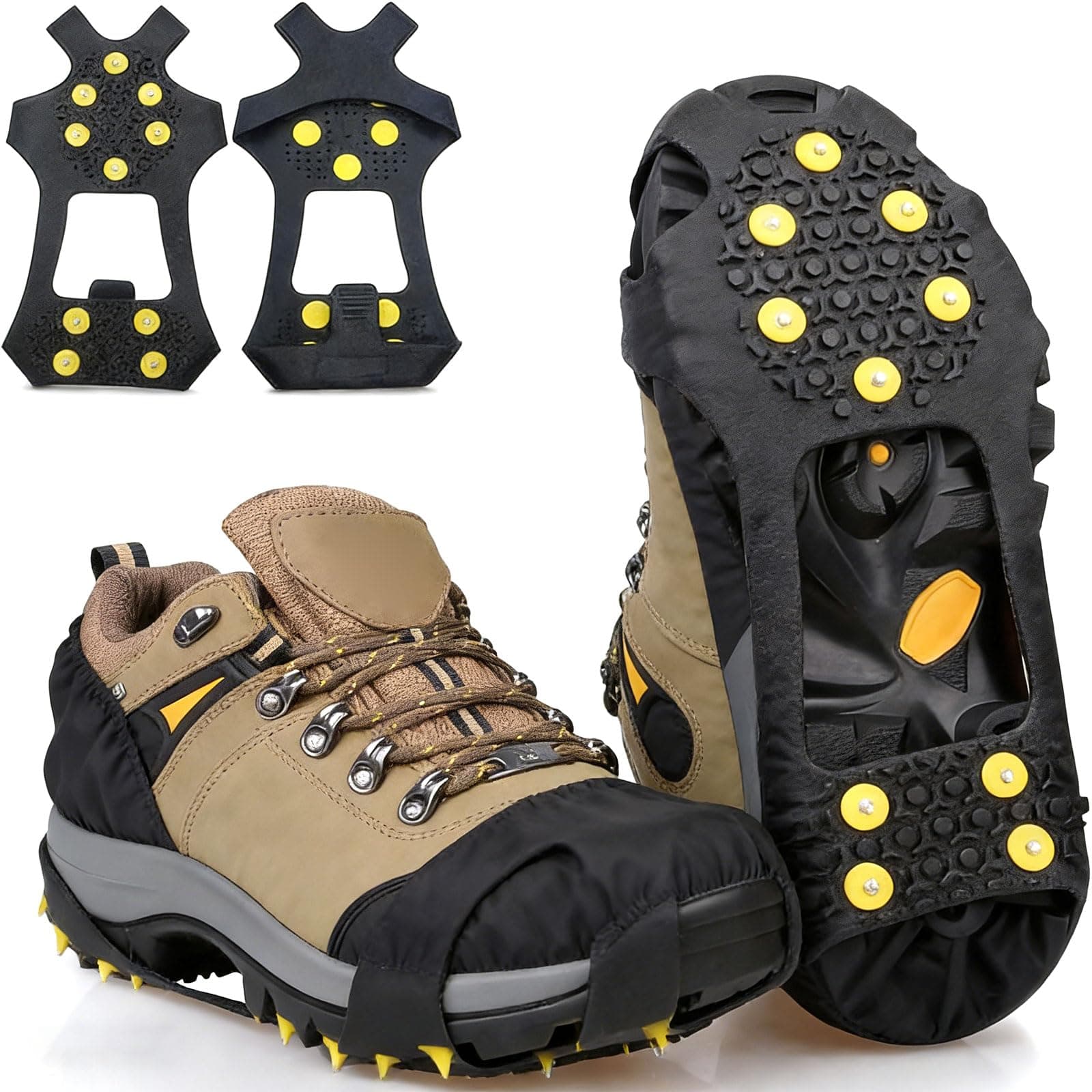 Spikes für Schuhe Winter mit 10 Anti Rutsch Spikes, 2026 Neu Schneeketten für Schuhe, Geeignet Zum Wandern, Wandern, Eisfischen, Schnee, EIS Usw. Winterliche Outdoor AktivitäTen L(39-46) Angebot bei HelloDeals