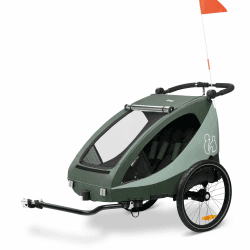hauck Dryk Duo Plus, Dark Green - 2in1 Fahrradanhänger & Buggy mit Federung für 2 Kinder ab 6 Monaten bis 22 kg/120 cm/4 Jahren, Faltbar, XL Stauraum, für Fahrrad, E-Bike & Pedelec Dark Green Dryk Duo Plus Angebot bei HelloDeals