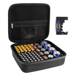 Linkidea Batterie-Aufbewahrungsbehälter, Organizer mit Tester BT-168, sicherer Trage-Akku-Kofferhalter – hält 76 Verschiedene Größen AA AAA 9V C D Batterien mit Batterietester 76 Löcher Angebot bei HelloDeals