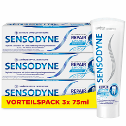 Zahnpasta - Sensodyne Repair* & Protect, tägliche Zahncreme mit Zinnfluorid für schmerzempfindliche Zähne und langanhaltenden Schutz, 3x75 ml Angebot bei HelloDeals