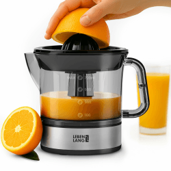 LEBENLANG Zitruspresse elektrisch - 2 Kegel & BPA-Frei I Hohe Saftausbeute I 700ml Orangenpresse elektrische Saftpresse Edelstahl für Zuhause I Entsafter Zitronenpresse Orangensaftpresse Fruchtpresse klein Angebot bei HelloDeals