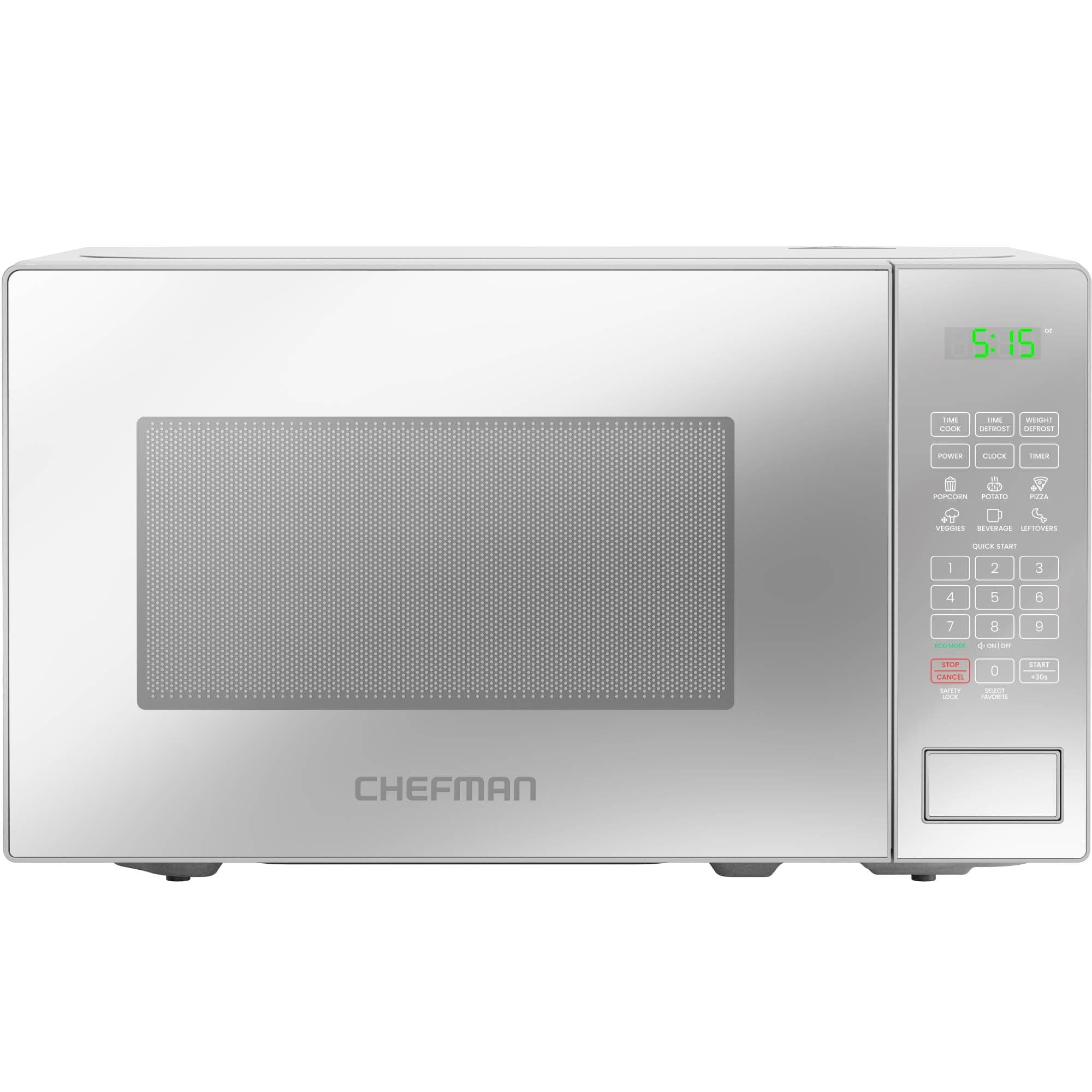 Chefman Mikrowelle 20 L, 800 W, 6 Voreinstellungen, 10 Leistungsstufen, digitales Display, Eco-Modus, Memory-Funktion, Silent-Modus, Kindersicherung Spiegelglanz Angebot bei HelloDeals