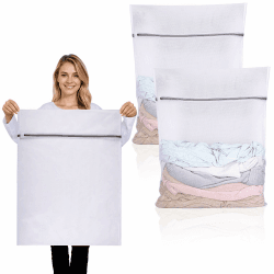 2 Stück Wäschenetz Groß, 60 x 80 cm Wäschenetz für Waschmaschine Wäschesack Groß Wiederverwendbar Wäschesack Waschmaschine mit Reißverschluss für Hemden Pullover Mäntel Hosen (XXL, Weiß) 2 Stück - XXL(60X80CM) Angebot bei HelloDeals