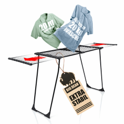 BigDean Wäscheständer ausziehbar 20M Trockenfläche Wäscheständer XXL schwarz mit Klemmen für kleine Wäschestücke Angebot bei HelloDeals