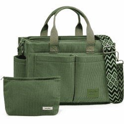 Captain Blues Cord Tasche Damen, Große Handtasche, Shopper Tasche, Arbeitstasche Damen, Umhängetasche mit Reißverschluss, Cord Tote Bag für Uni & Alltag Grün Angebot bei HelloDeals