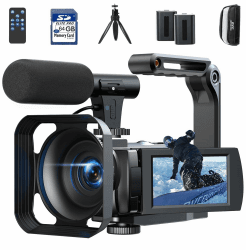 Videokamera 5K Camcorder 56MP WiFi Vlogging Kamera für YouTube Digitalzoom 16X Touchscreen 3" IR Nachtsicht Video Camera mit 2 Batterien, 64GB Karte, Fernbedienung, Mikrofon 5K-56MP Angebot bei HelloDeals