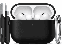R-fun für AirPods Pro 3 Hülle (2025), Weiche Silikon Schutzhülle Cover Kompatibel mit Apple AirPods Pro 3. Generation (USB-C Kabel) für Damen Herren mit Reinigungsset und Schlüsselanhänger, Schwarz AirPods Pro 3 Hülle Schwarz Angebot bei HelloDeals