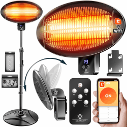 KESSER® Infrarot Heizstrahler 2000W Terrassenstrahler mit WIFI & Fernbedienung 360° drehbar, höhenverstellbar, Stand- & Wandmontage Kippschutz, IPX4 spritzwassergeschützt Wärmestrahler Balkon & Garten 2000W mit Fernbedienung & WIFI APP Schwarz Angebot bei HelloDeals