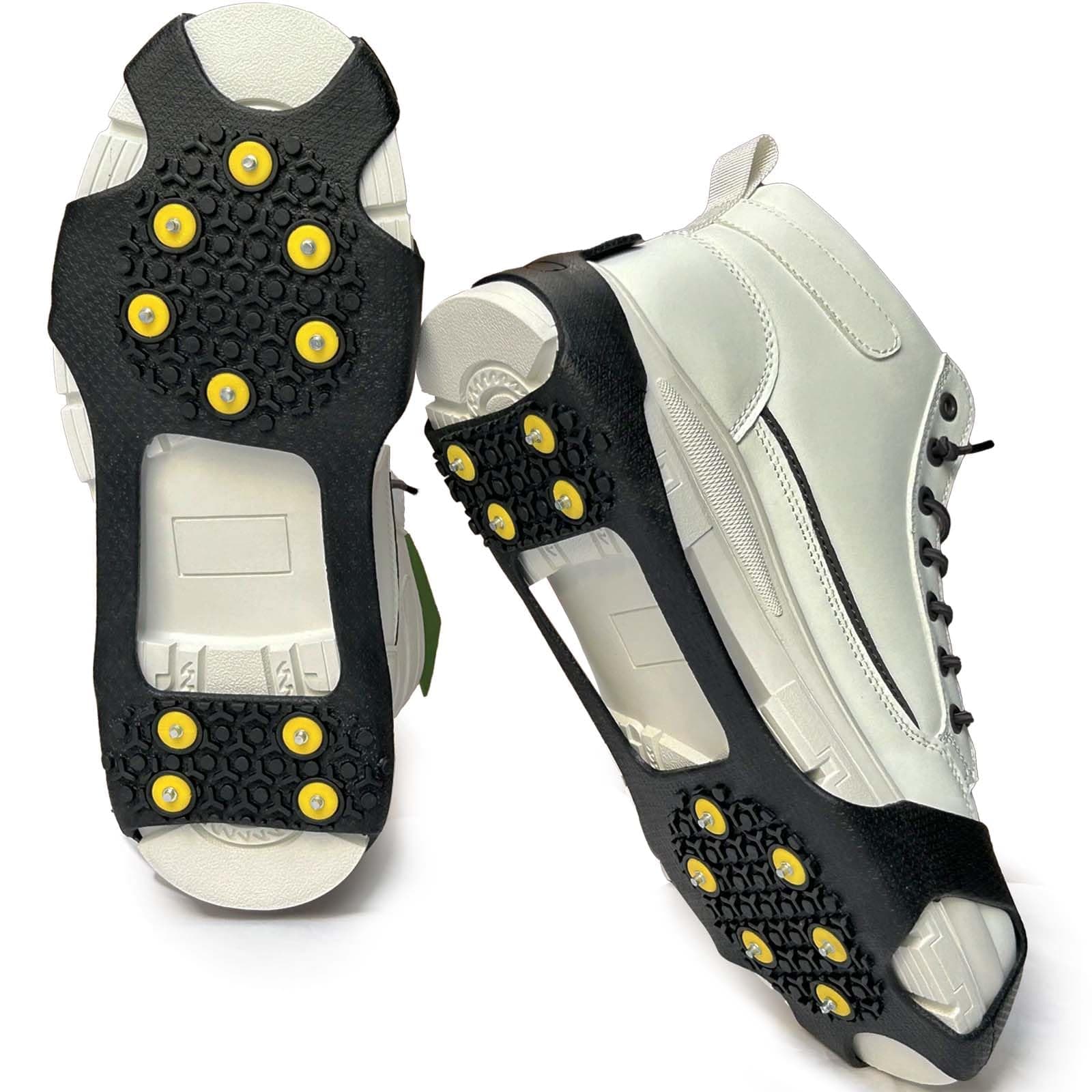 Spikes Für Schuhe Winter, Schuhspikes, Schuhspikes Zum überziehen, Steigeisen für Schuhe, 10 Zähne Schuhkrallen, Eiskralle Spielen Schnee mit Edelstahl Spikes für Wandern, Eisfischen Schwarz L Angebot bei HelloDeals