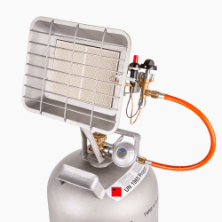 Heizstrahler Flaschenheizstrahler mit Piezozündung und Zündsicherung, 4,4 kW, Gas, Silber, Freistehend, für Outdoor Camping Angebot bei HelloDeals