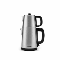 Karaca Homend Royal Tea - 1728EU Türkischer Teekocher Elektrisch, 1.8 Liter Wasserkocher mit Teekanne und Edelstahlfilter, 2000W Teemaschine Elektrisch für Losen Tee - Inox Schwarz 0,95 Liter Schwarz Angebot bei HelloDeals