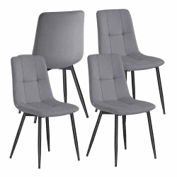 VASAGLE Esszimmerstühle Samt, Küchenstühle bis 120 kg belastbar, Sessel mit verstellbaren Füßen, modern, gepolstert, für Wohnzimmer, 4er Set, schiefergrau KDC080GN01 4er Set Schiefergrau Angebot bei HelloDeals