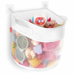 UNEEDE Badewannenspielzeug Aufbewahrung - Badespielzeug Organizer, Hängetasche Und Mesh Tasche Für Die Badewanne Weiß Angebot bei HelloDeals