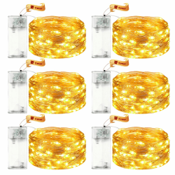 VIKY® 6 Stk LED Lichterkette Batterie mit Timer, 2M 20 LED Micro Kupferdraht Lichterkette Innen Batteriebetrieben, Warmweiß lichterkette mit Timer für Hochzeit, Silvester, Weihnachten Innen Dekoration 2m 20led—warmweiß 6 Stück Angebot bei HelloDeals