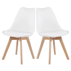 EGGREE 2er Set Esszimmerstühle mit Massivholz Buche Bein SGS Geprüfter, Retro Design Gepolsterter Stuhl Küchenstuhl Holz, Weiß 2er set Weiß Angebot bei HelloDeals