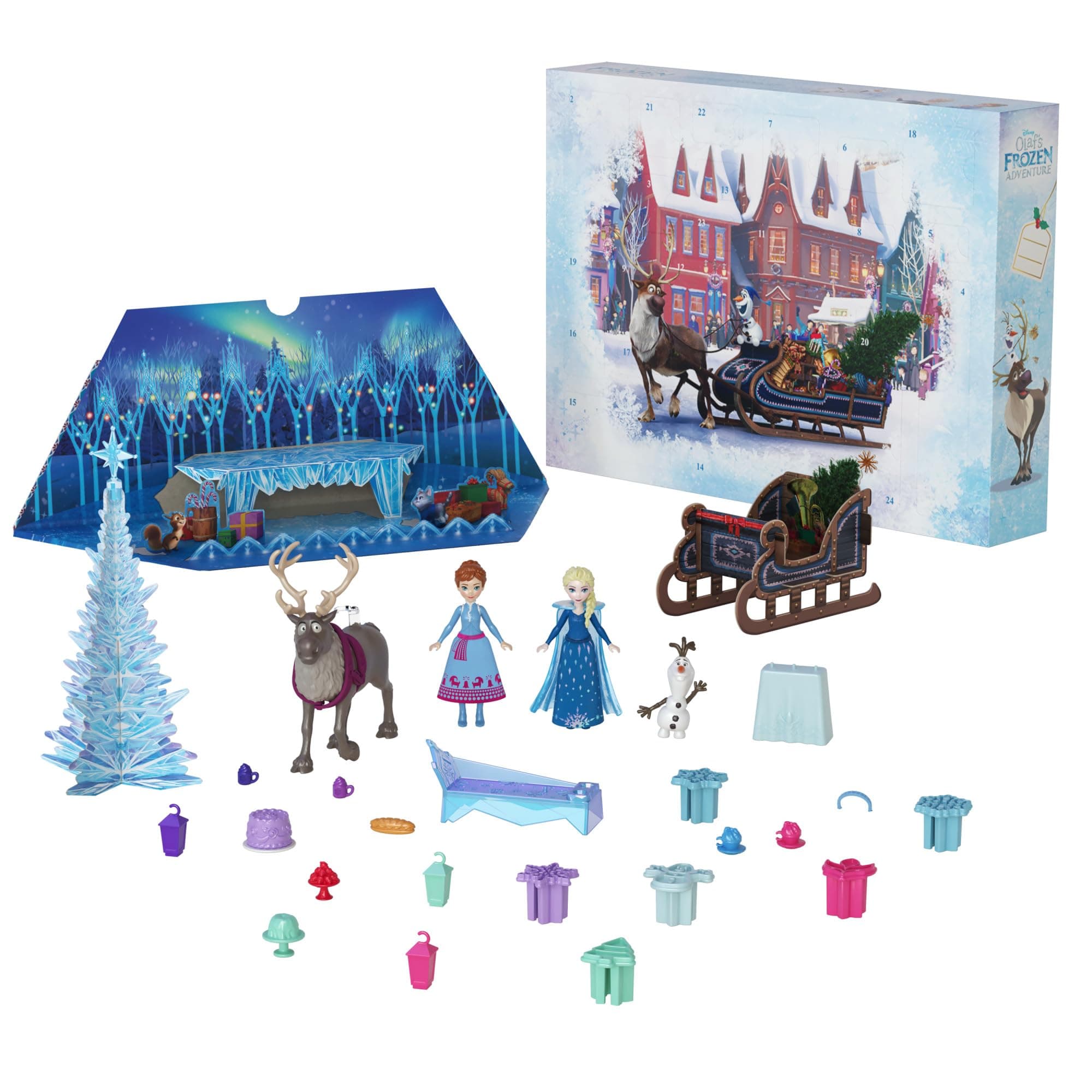 Mattel Disney Die Eiskönigin Kleine Anna- und Elsa-Puppen Adventskalender mit 2 Freundefiguren, formbarem Sand und 24 Spielteilen, inspiriert von Die Eiskönigin Olaf taut auf“, HWX20 Angebot bei HelloDeals
