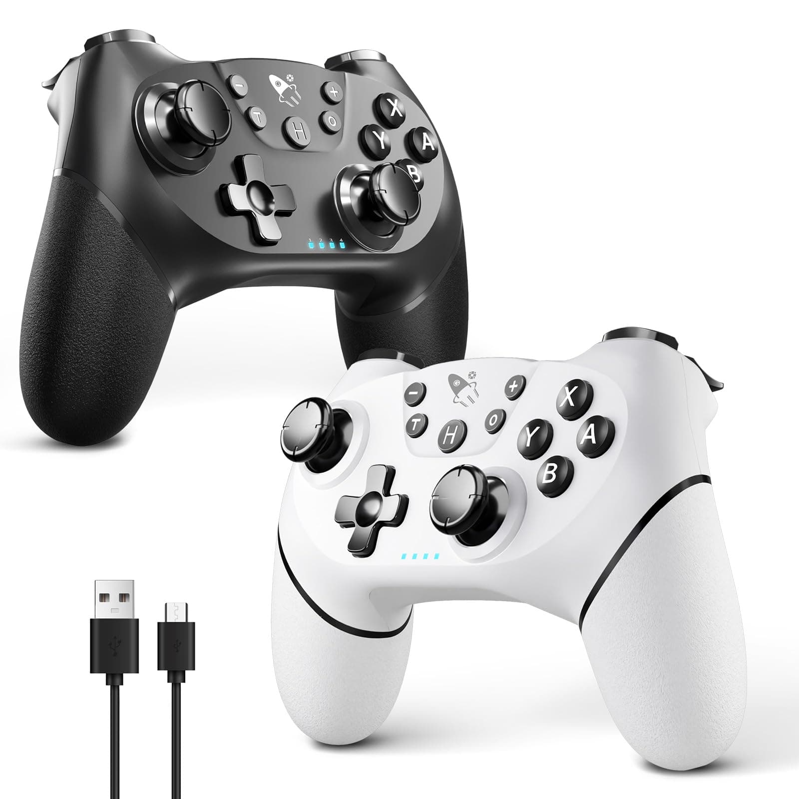 AceGamer 2pcs Wireless Controller für Switch/Switch 2/Lite/OLED, Controller für Switch Pro mit Weckfunktion mit einer Taste，Switch Pro Controller mit Doppel vibration/Turbo/Screenshot (Schwarz & Weiß) Angebot bei HelloDeals